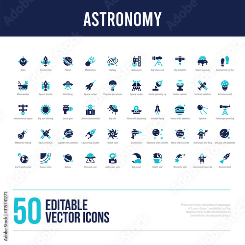 50 astronomy concept filled icons