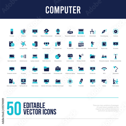 50 computer concept filled icons