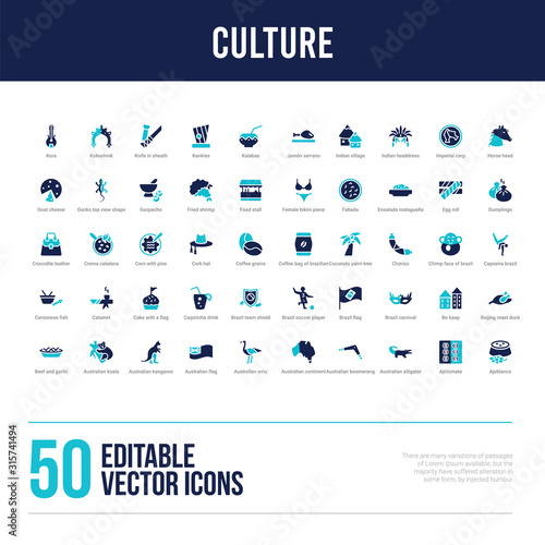 50 culture concept filled icons