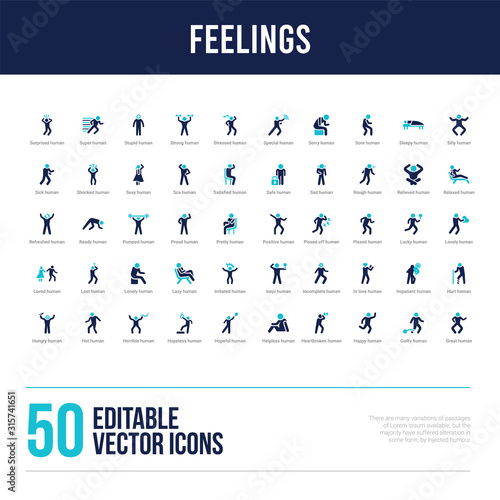 50 feelings concept filled icons