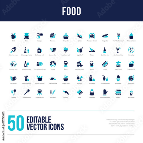 50 food concept filled icons