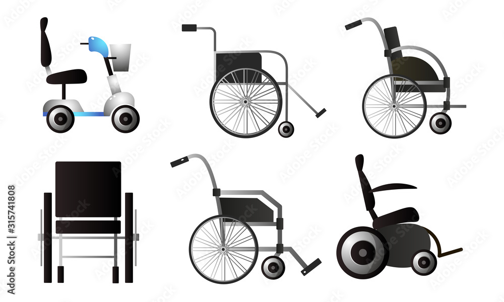 Wheelchairs for moving for elderly or disabled people vector illustration Wheelchairs for moving for elderly or disabled people vector illustration