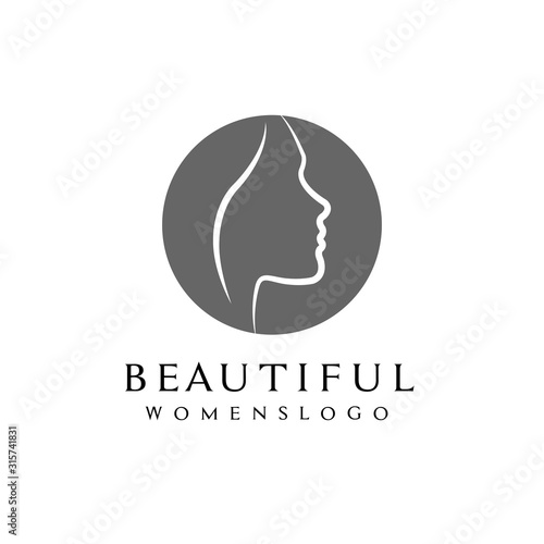 Beauty woman face,Logo design for cosmetic,spa aesthetic,vector