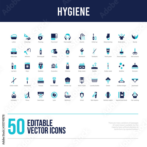 50 hygiene concept filled icons