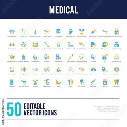 50 medical concept filled icons