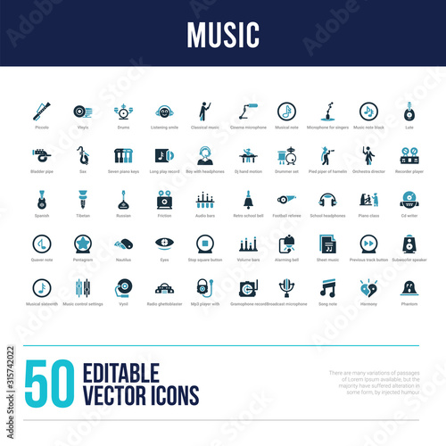 50 music concept filled icons