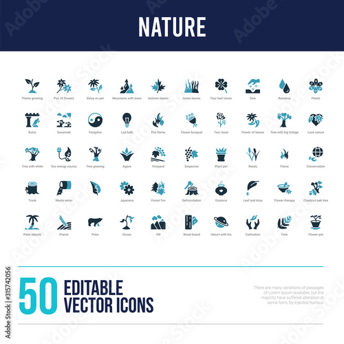 50 nature concept filled icons
