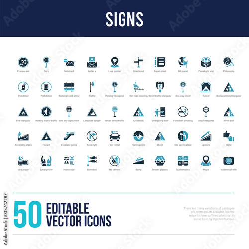 50 signs concept filled icons