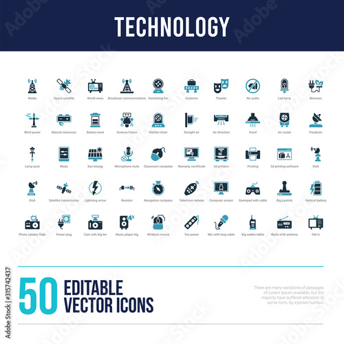 50 technology concept filled icons