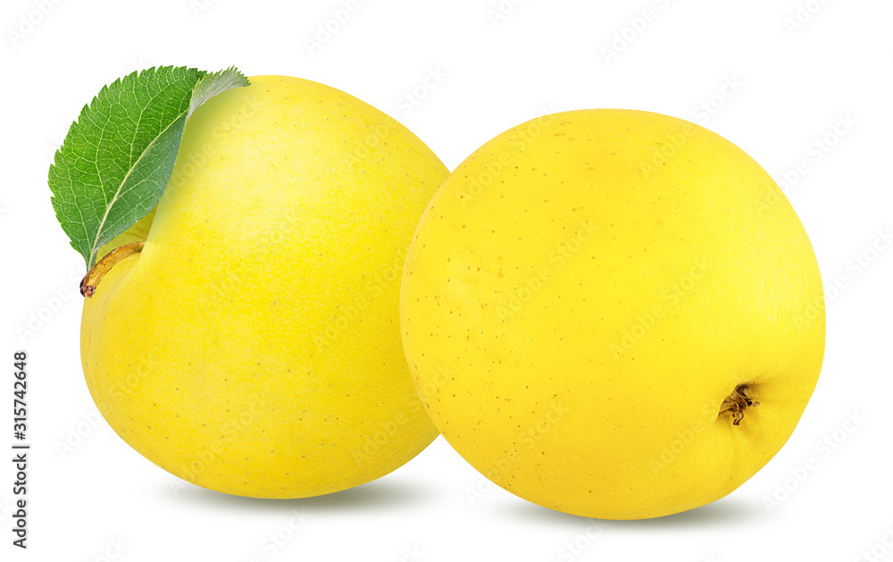 Fresh yellow apple isolated on white background with clipping path Fresh yellow apple isolated on white background with clipping path