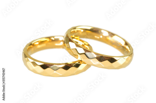 Jewelry gold rings isolated on white background