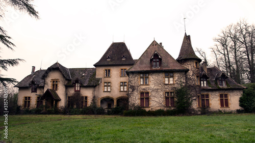 Old abandoned castle of the 19th century in the Morvan in Burgundy