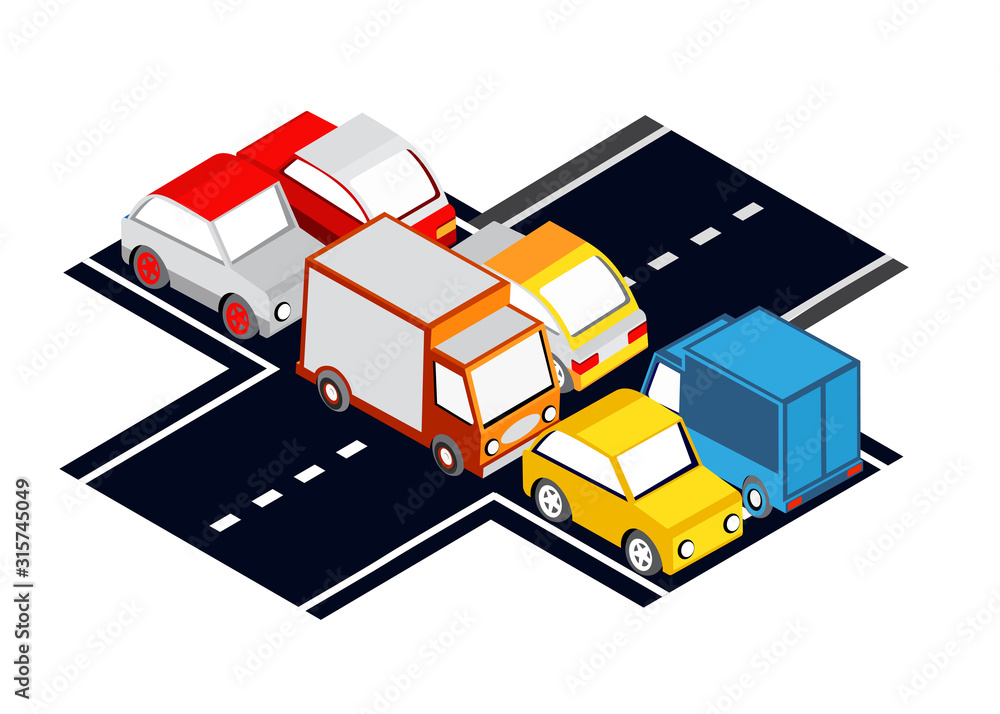 Fototapeta premium The city intersection traffic jams