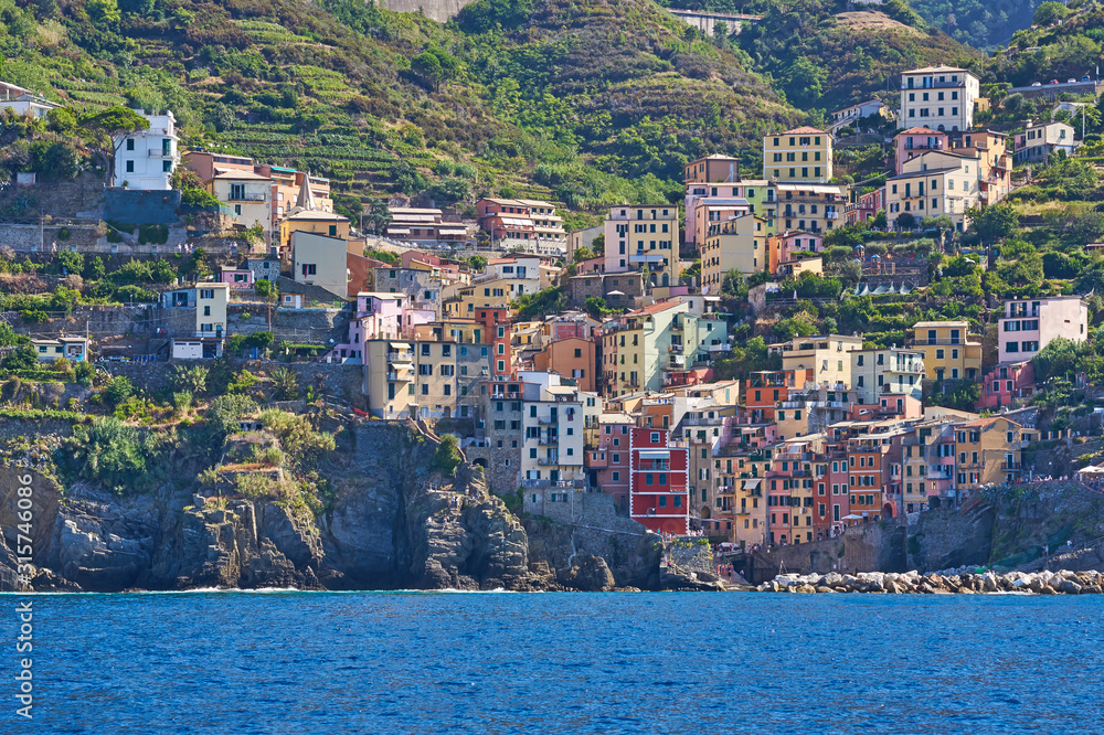 Riomaggiore is one of the Cinque Terre villages on the Ligurian coast of Italy