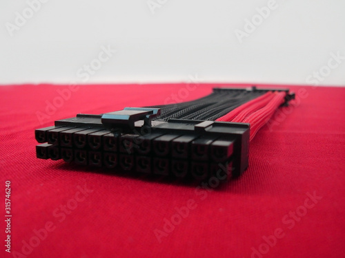 24 pins computer adapter cable sleeved meshed photo