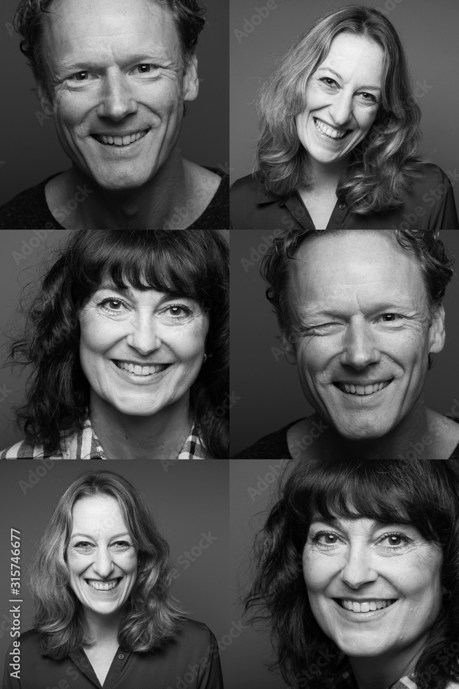 Different portraits of people in front of a background Different portraits of people in front of a background