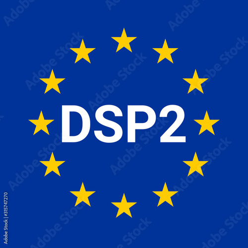 Foto DSP2 sign, payment services directive in French language