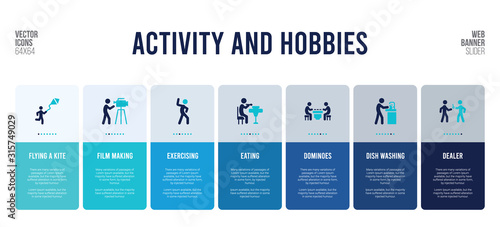 web banner design with activity and hobbies concept elements.