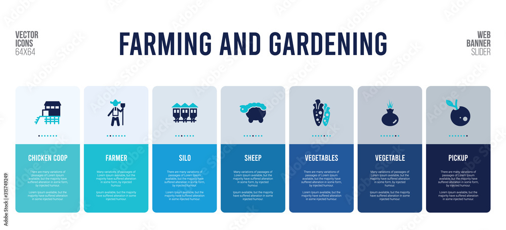 web banner design with farming and gardening concept elements.
