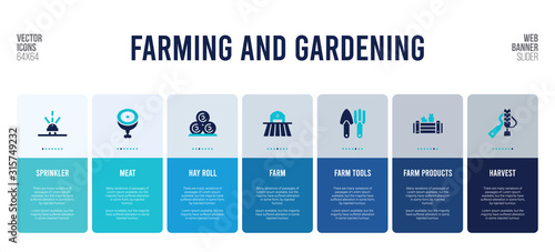 web banner design with farming and gardening concept elements.