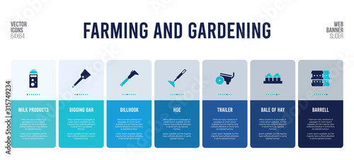 web banner design with farming and gardening concept elements.