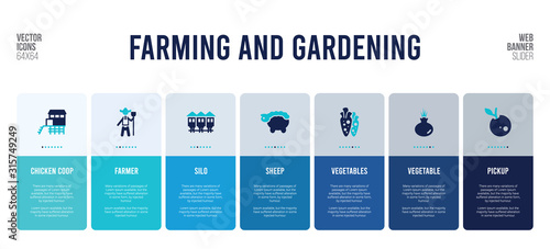 web banner design with farming and gardening concept elements.