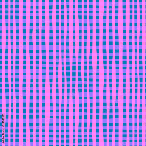 Vector image of curvy pink-blue squares. Seamless background for design, wrapping paper and wallpaper.