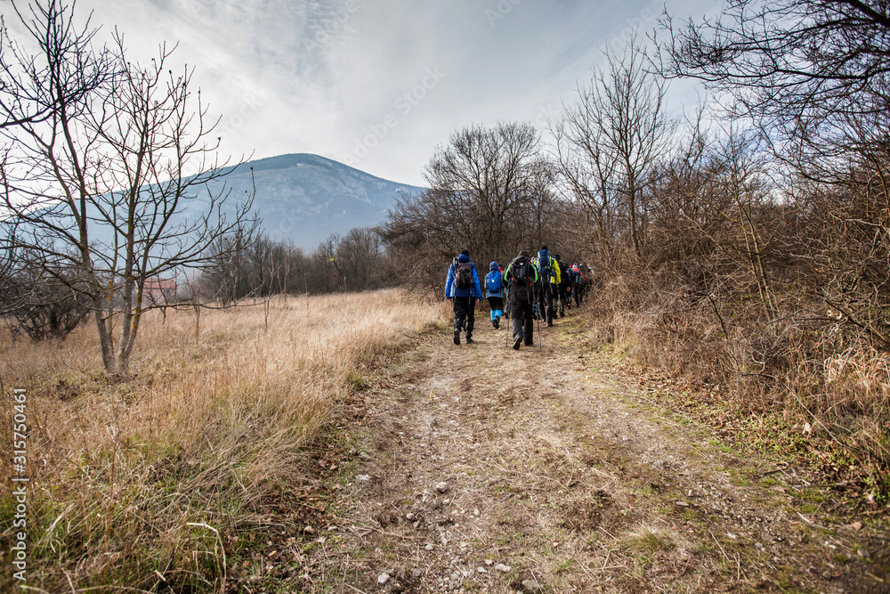 Hiking Group Of People Walking In Nature Hiking Group Of People Walking In Nature