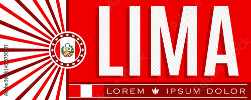 Lima Peru Patriotic Banner design Peruvian flag colors vector illustration