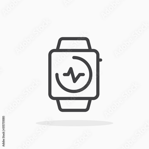Smart watch icon in line style. Editable stroke.