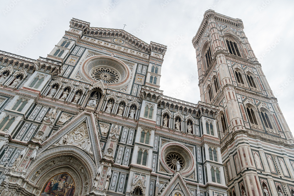 Detail of Cathedral Church Duomo basilica di santa maria del fiore in Florence, Italy