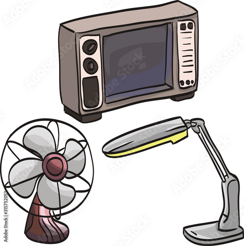 set of tv fan and lamp