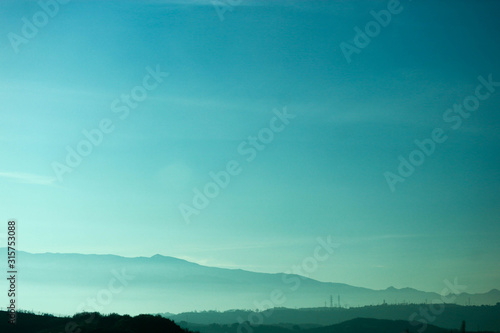 aerial view of the sierra nevada mountains in the morning mist