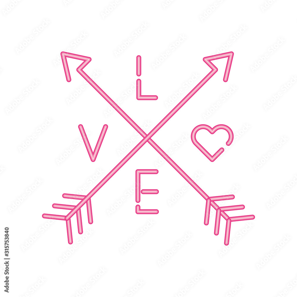 love lettering with arrows isolated icon love lettering with arrows isolated icon