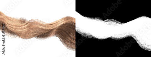 Fair Wavy Hair Isolated Texture - Blond Locks Waves with Alpha Channel - Natural Curls 3d Model Rendering Background Illustration 