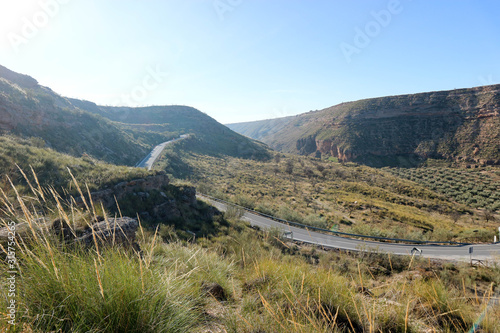 Breathtaking landscape of the river Gor canyon, Gorafe, Andalusia, Spain
