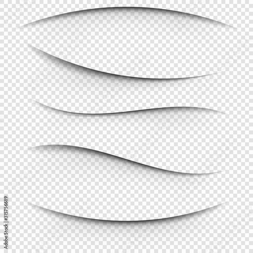 Vector realistic shadows.Vector set of transparent realistic shadow.