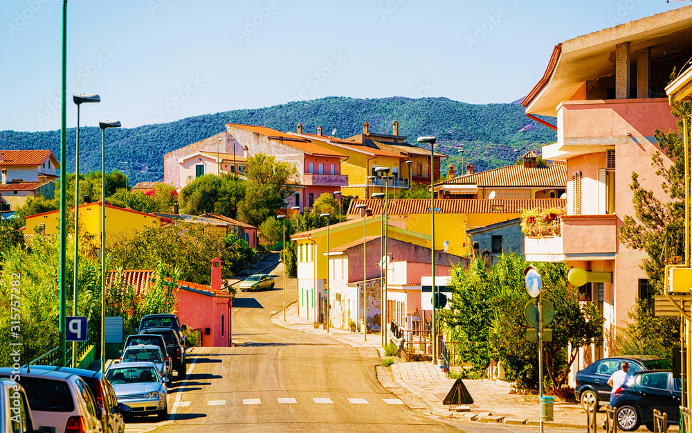 Street Cityscape of car road at Giba at Carbonia Iglesias at