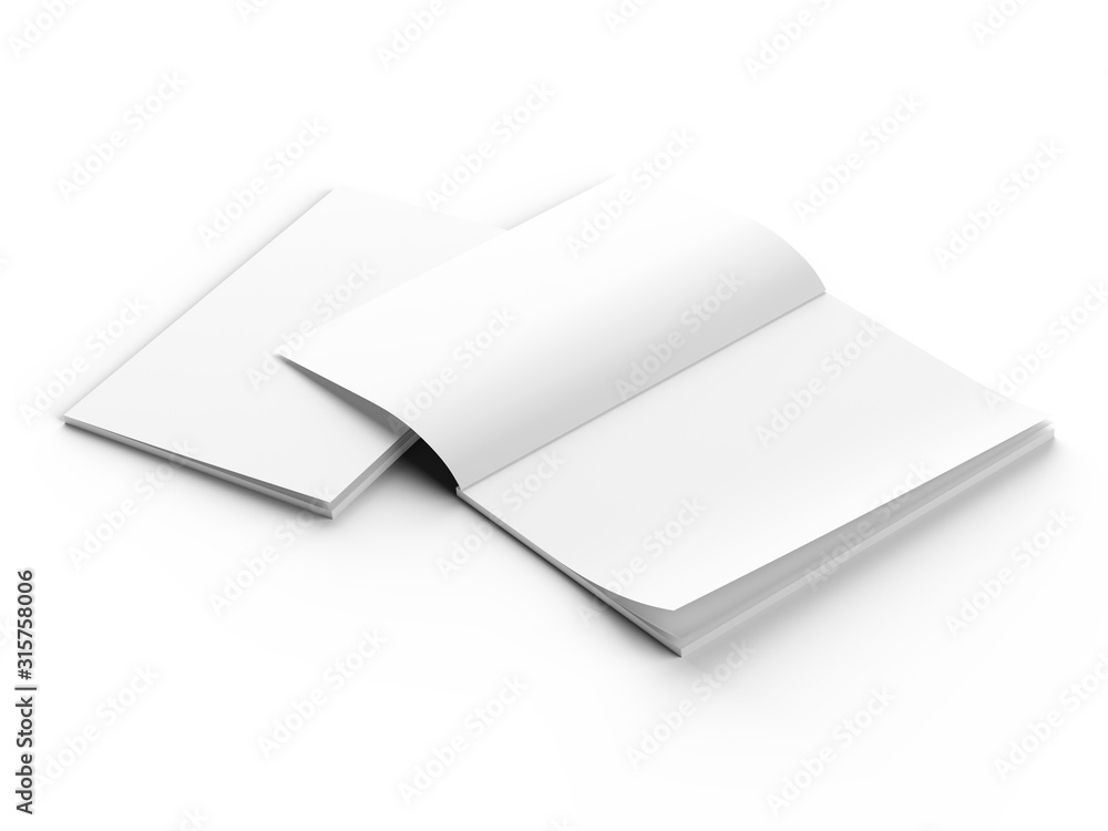 Magazine with open cover. Vertical A4 format. 3d illustration. Magazine with open cover. Vertical A4 format. 3d illustration.