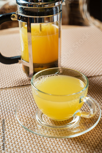 ginger tea with honey and turmeric