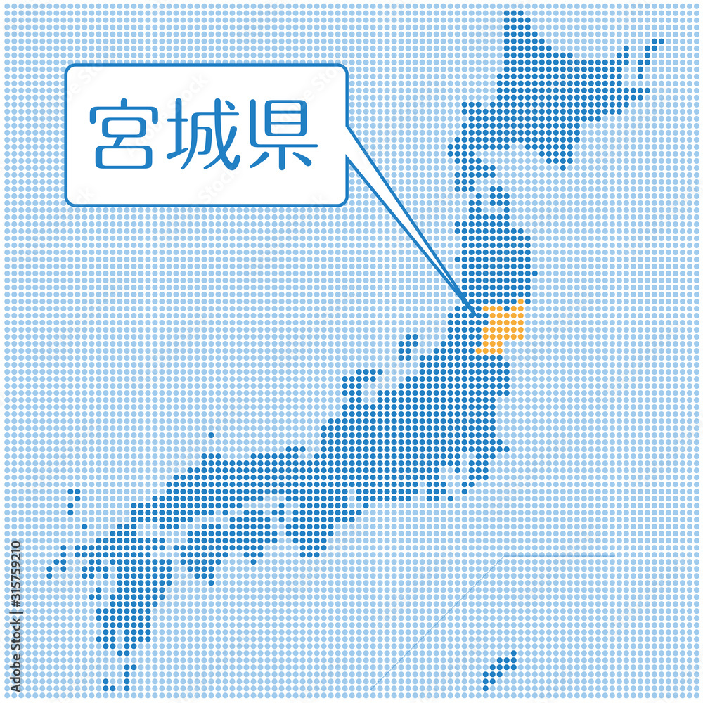 ドット描写の日本地図のイラスト 宮城県 47都道府県別データ グラフィック素材 Stock Vector Adobe Stock