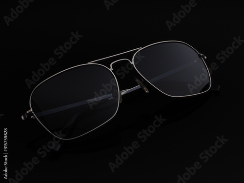 Close-up sunglasses polarized studio black light dark black