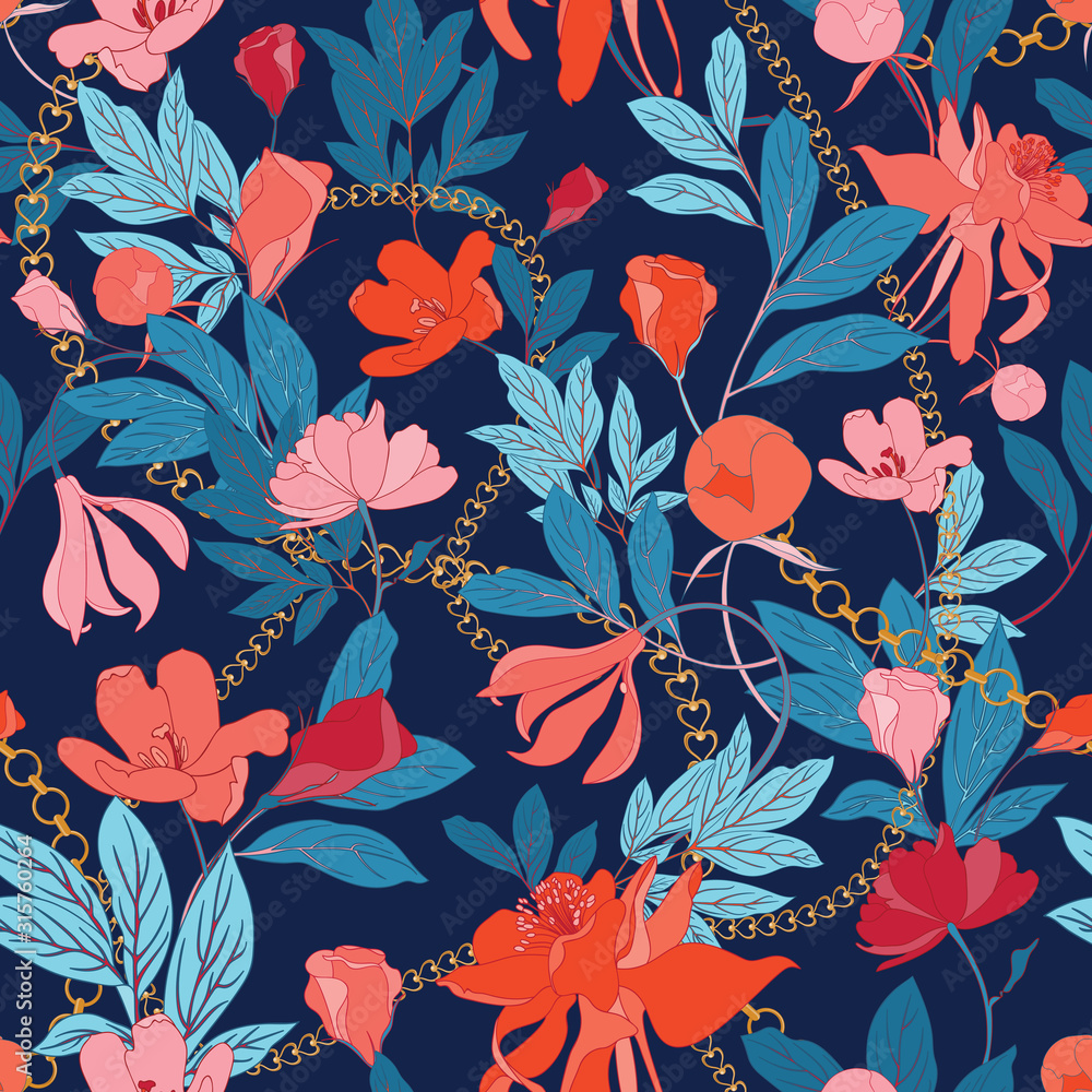 Seamless Botanical Textile Vector Pattern Seamless Botanical Textile Vector Pattern