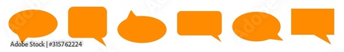 Speech Bubble Balloon Icon orange | Blank Bubbles | Communication Symbol | Message Logo | Cartoon Sign | Isolated | Variations