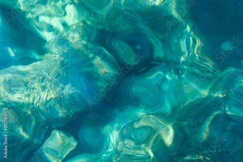 aquamarine sea water surface and undersea