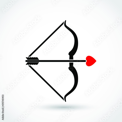 cupid bow with heart arrow