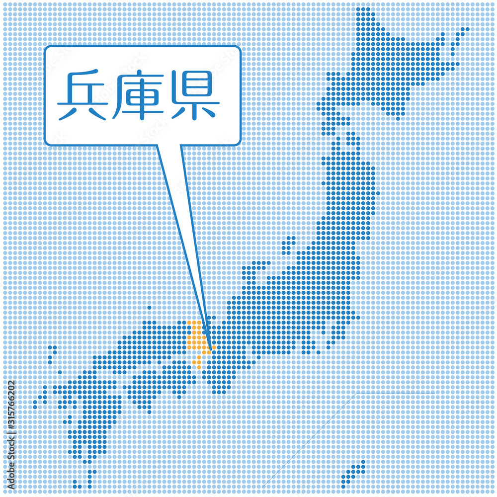 ドット描写の日本地図のイラスト 兵庫県 47都道府県別データ グラフィック素材 Stock Vector Adobe Stock