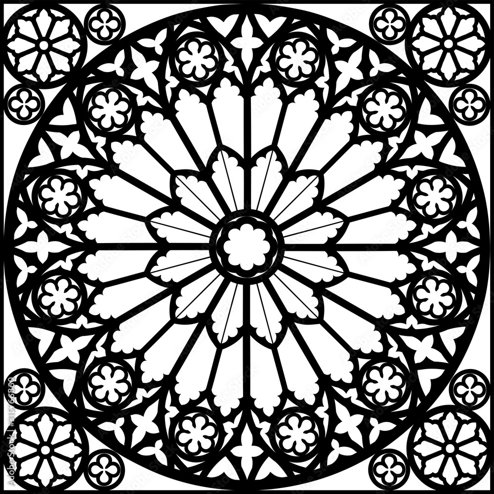 silhouette gothic rose window vector illustration Stock Vector | Adobe