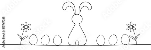 Outline of easter rabbit ears and eggs.
