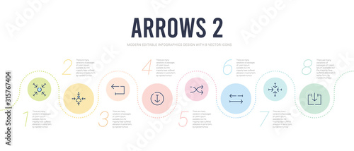 arrows 2 concept infographic design template. included upload, move, transfer, shuffle, down arrow, return icons